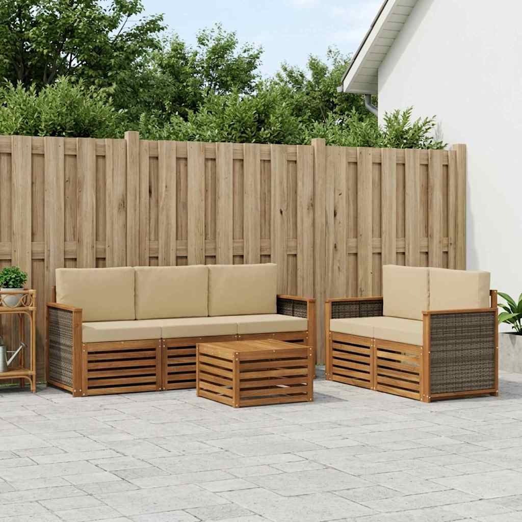 Setovi sofa s jastukom 6 pcs Čvrsto drvo akacije