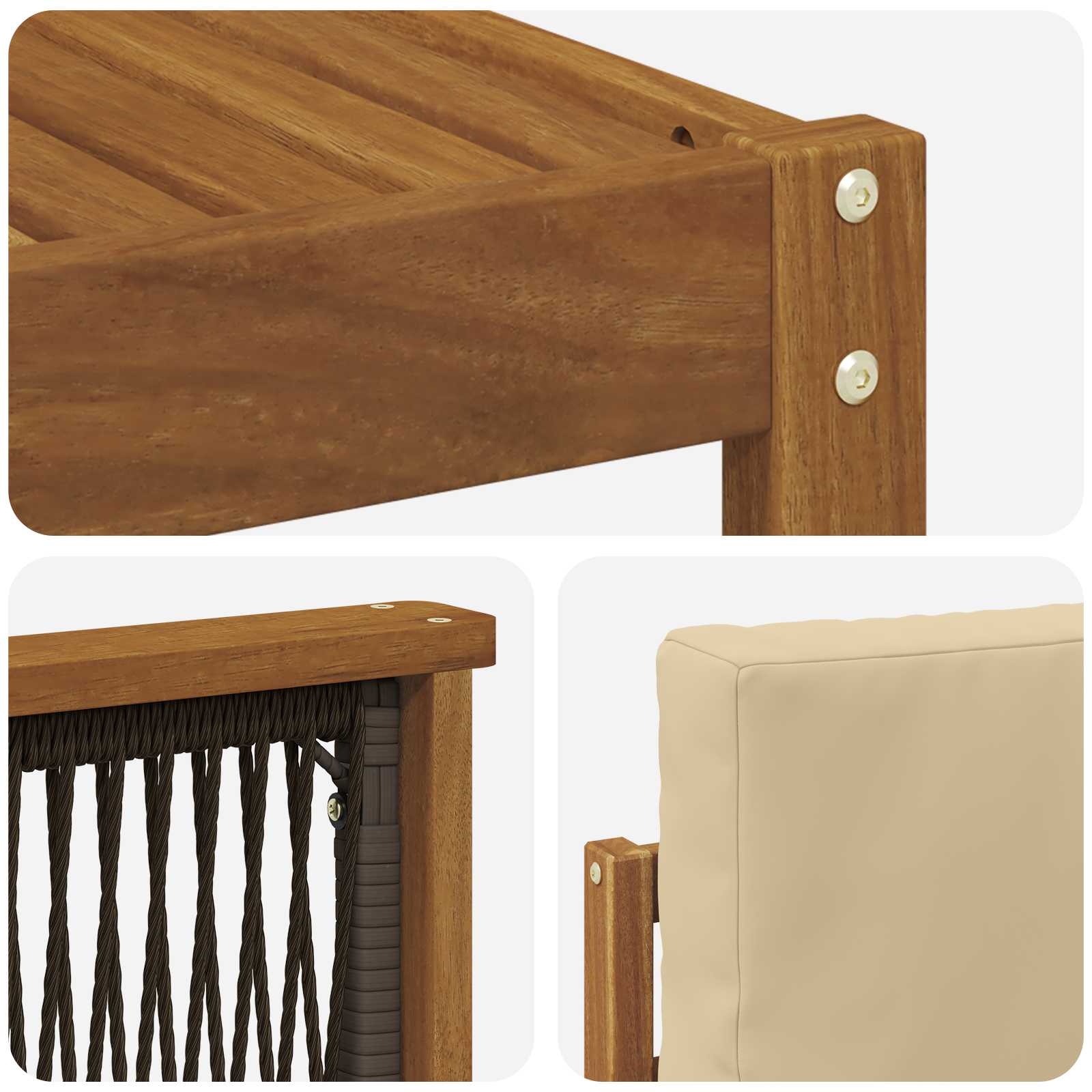 Setovi sofa s jastukom 6 pcs Čvrsto drvo akacije