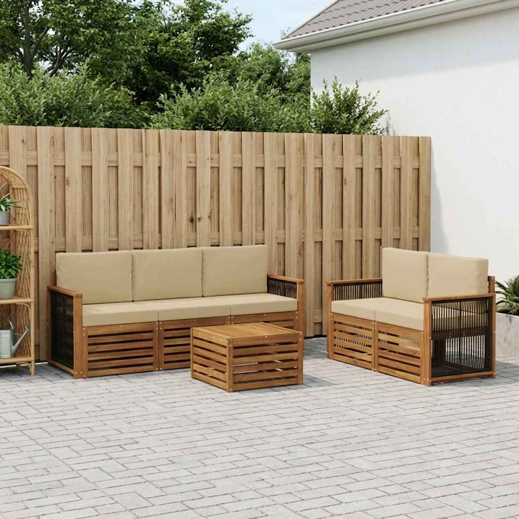 Setovi sofa s jastukom 6 pcs Čvrsto drvo akacije