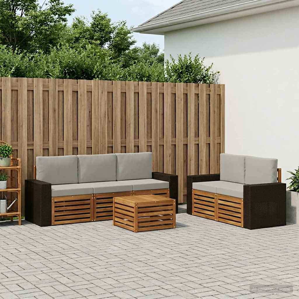 Setovi sofa s jastukom 6 pcs Čvrsto drvo akacije