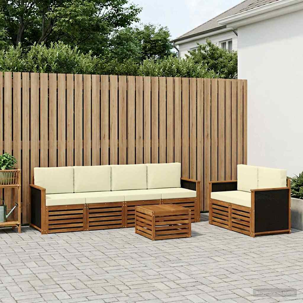 Set vanjskih sofa 7 pcs Prirodna i krem Čvrsto drvo akacije