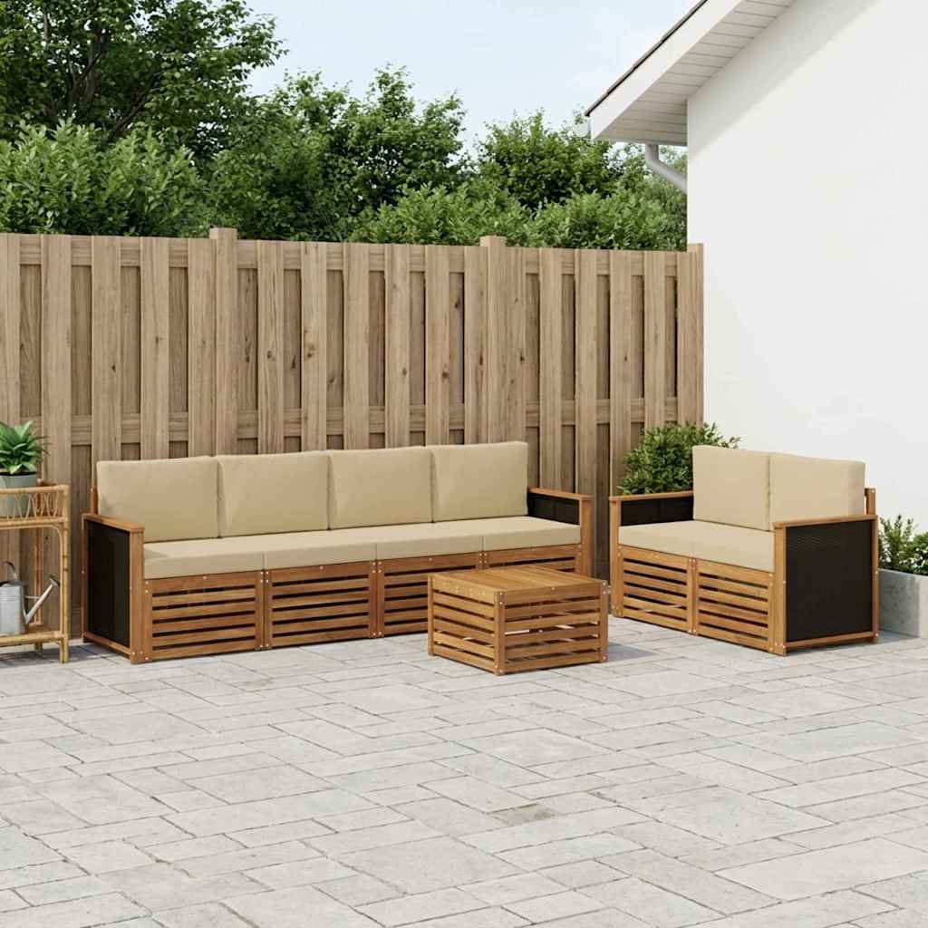 Set vanjskih sofa 7 pcs Prirodna i bež Čvrsto drvo akacije