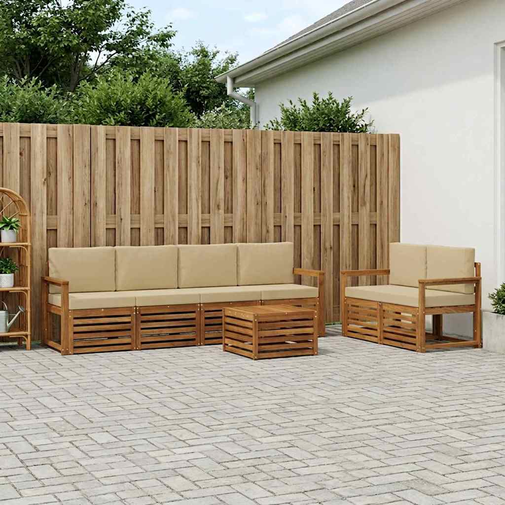 Set vanjskih sofa 7 pcs Prirodna i bež Čvrsto drvo akacije