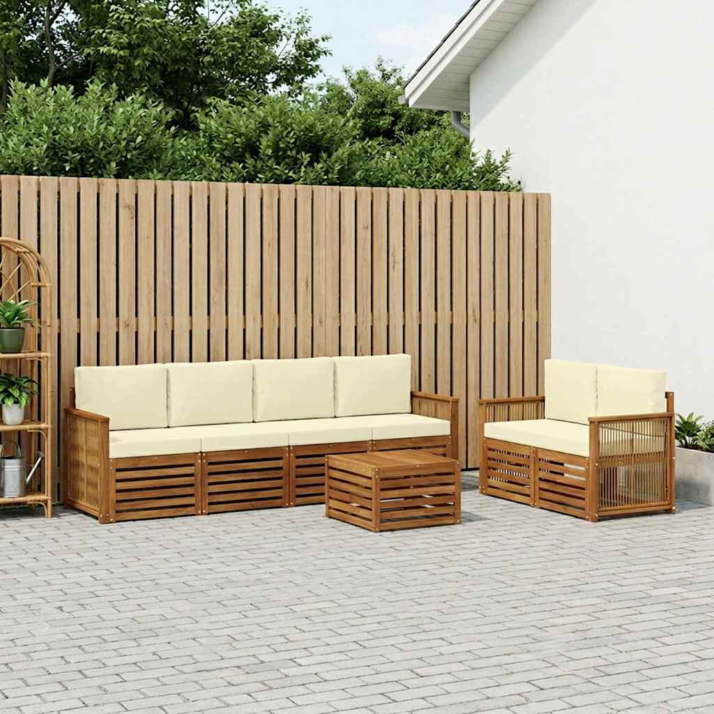 Set vanjskih sofa 7 pcs Prirodna i krem Čvrsto drvo akacije