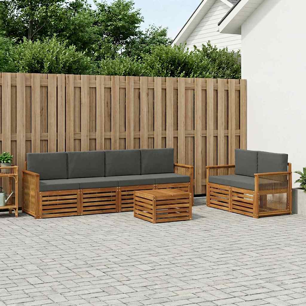 Set vanjskih sofa 7 pcs Prirodna i antracit Čvrsto drvo akacije