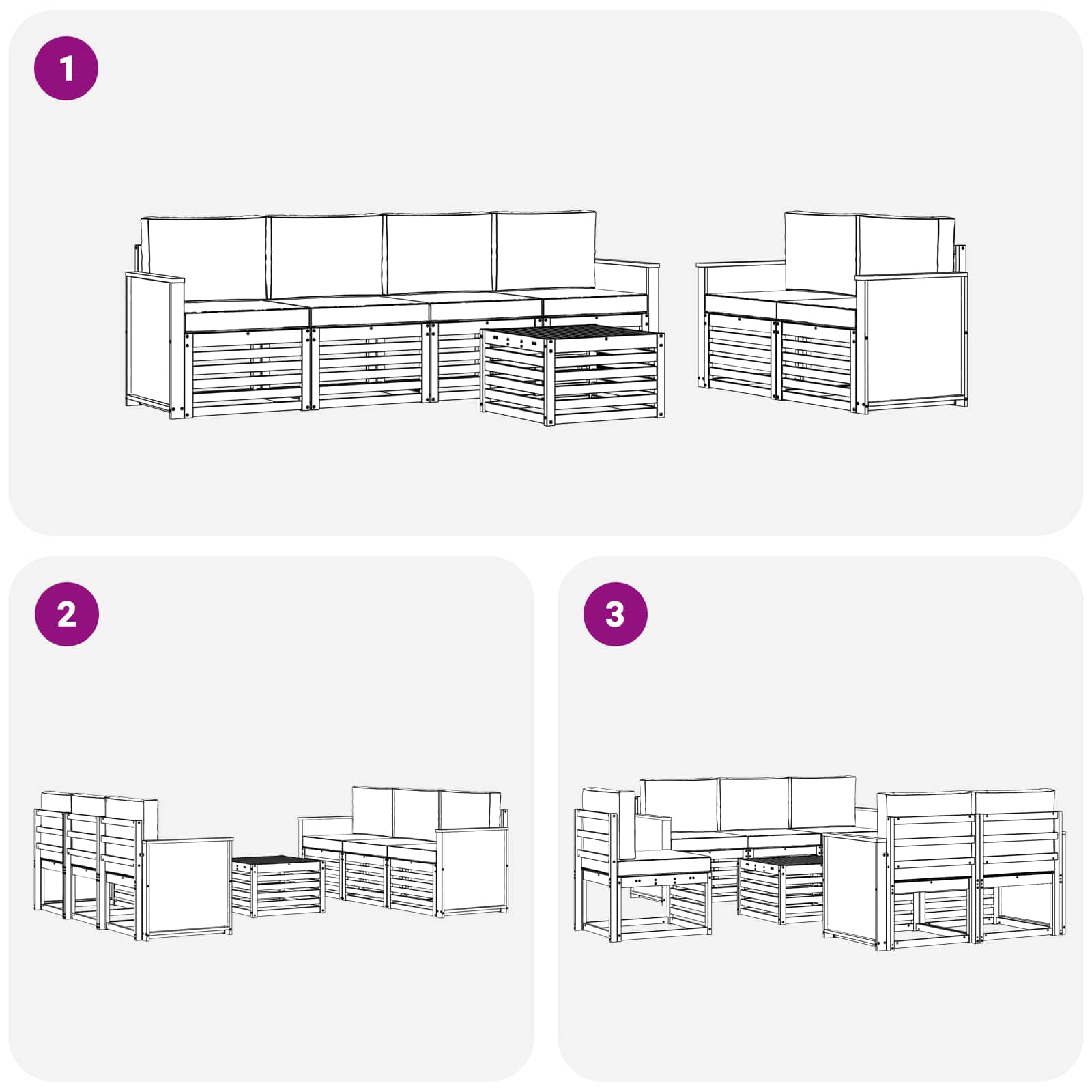 Set vanjskih sofa 7 pcs Prirodna i antracit Čvrsto drvo akacije