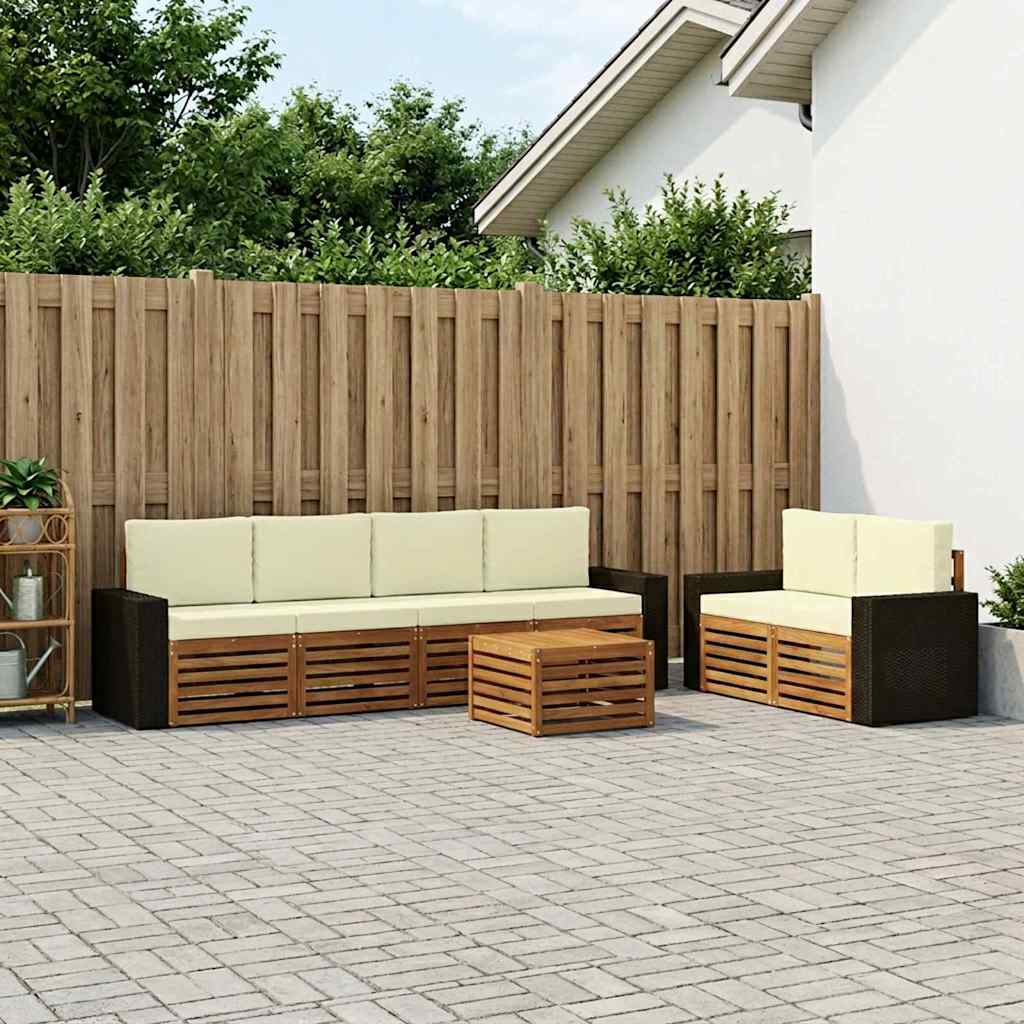 Set vanjskih sofa 7 pcs Prirodna i krem Čvrsto drvo akacije