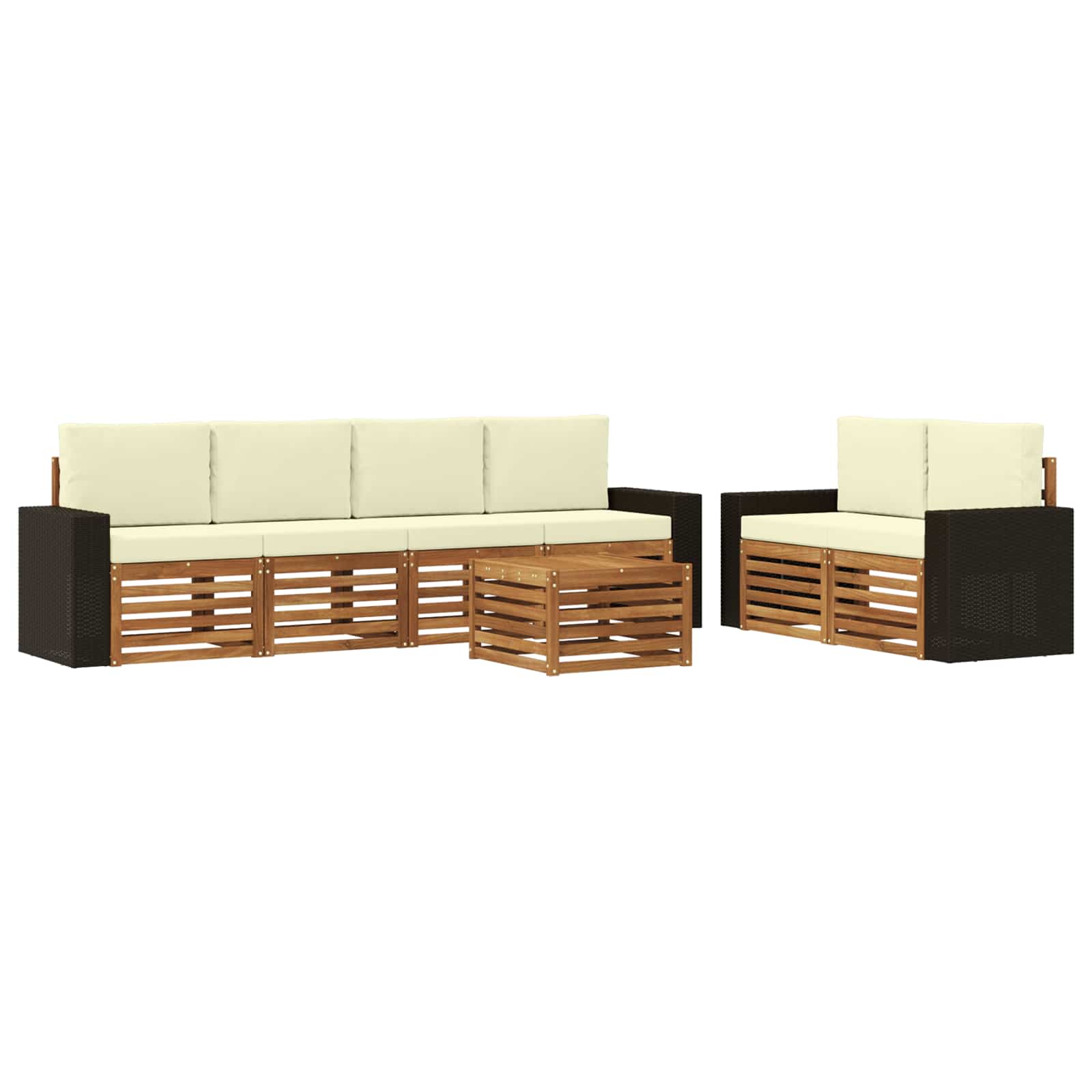 Set vanjskih sofa 7 pcs Prirodna i krem Čvrsto drvo akacije