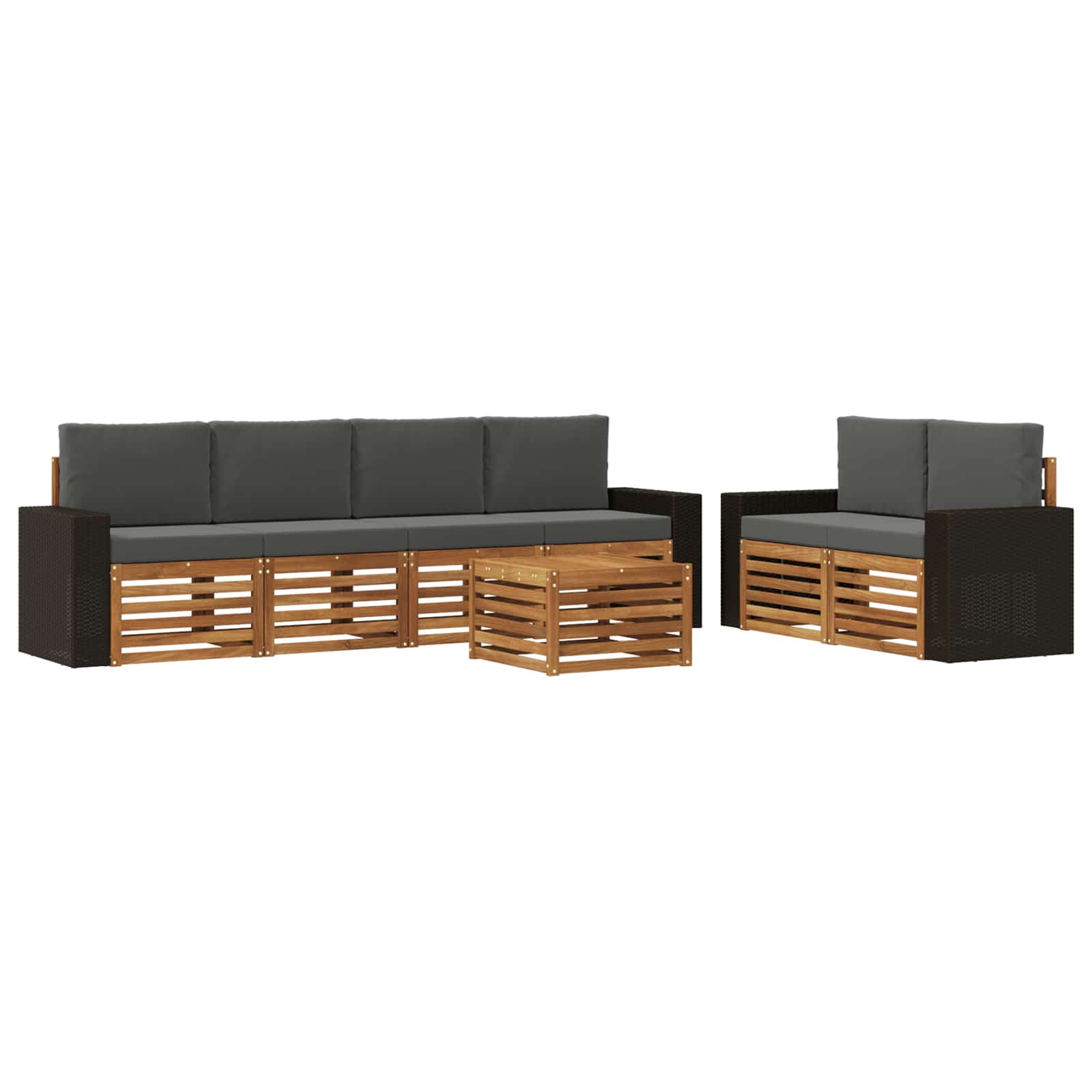 Set vanjskih sofa 7 pcs Prirodna i antracit Čvrsto drvo akacije