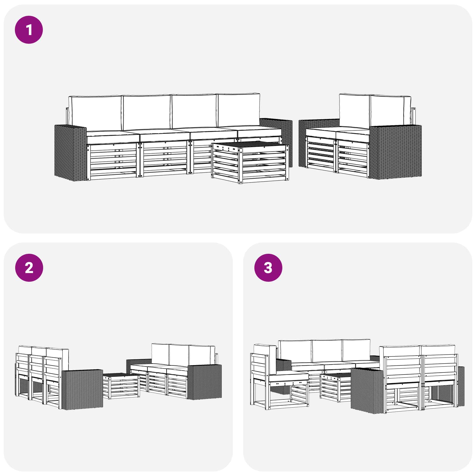 Set vanjskih sofa 7 pcs Prirodna i bež Čvrsto drvo akacije