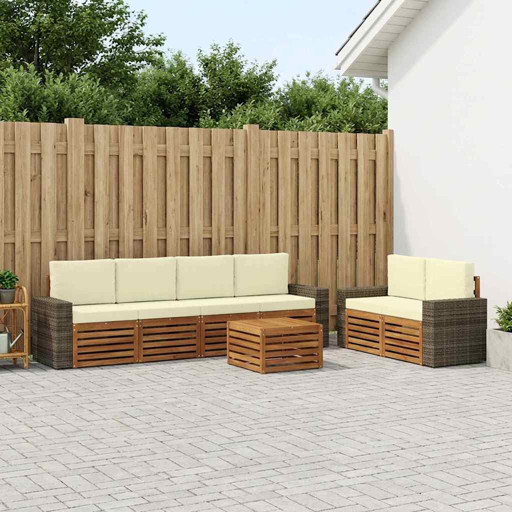 Set vanjskih sofa 7 pcs Prirodna i krem Čvrsto drvo akacije