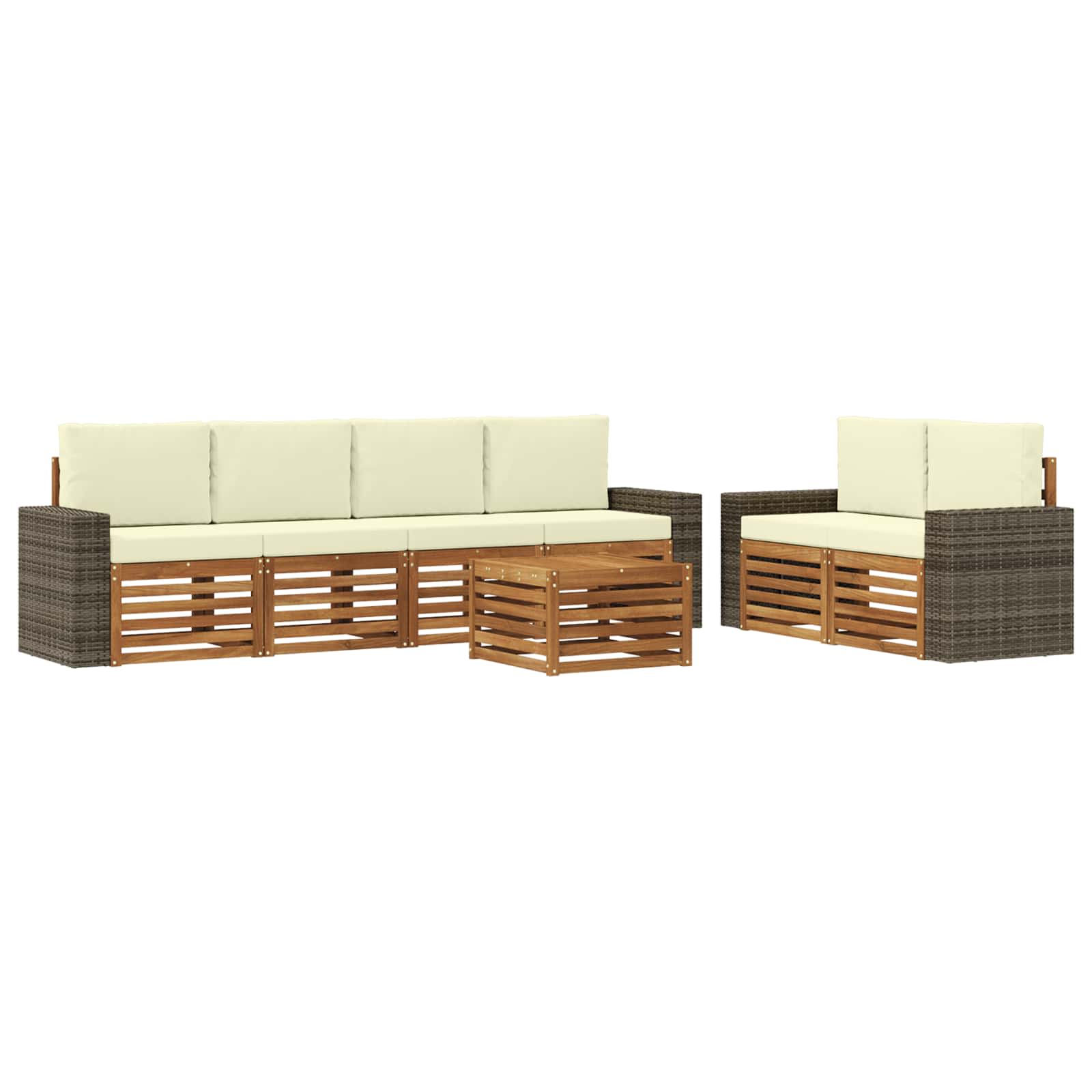 Set vanjskih sofa 7 pcs Prirodna i krem Čvrsto drvo akacije