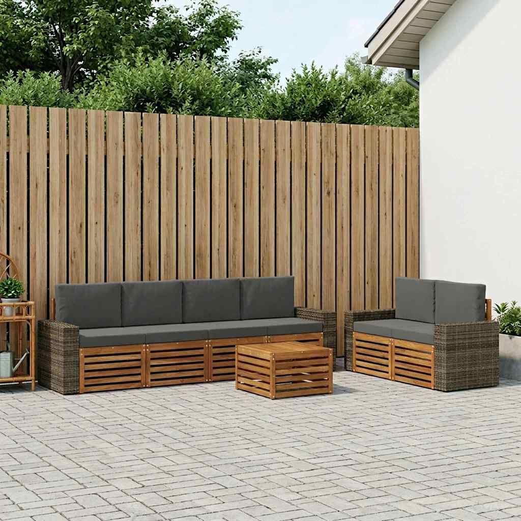 Set vanjskih sofa 7 pcs Prirodna i antracit Čvrsto drvo akacije