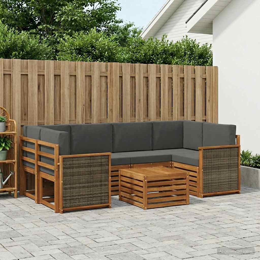 Set vanjskih sofa 7 pcs Prirodna i antracit Čvrsto drvo akacije