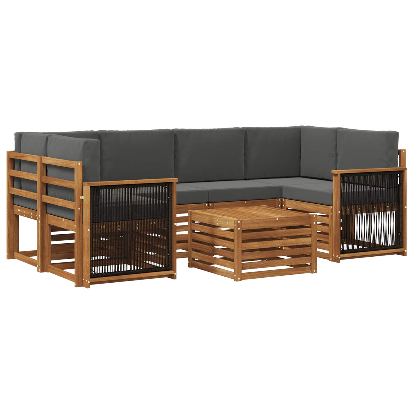 Set vanjskih sofa 7 pcs Prirodna i antracit Čvrsto drvo akacije