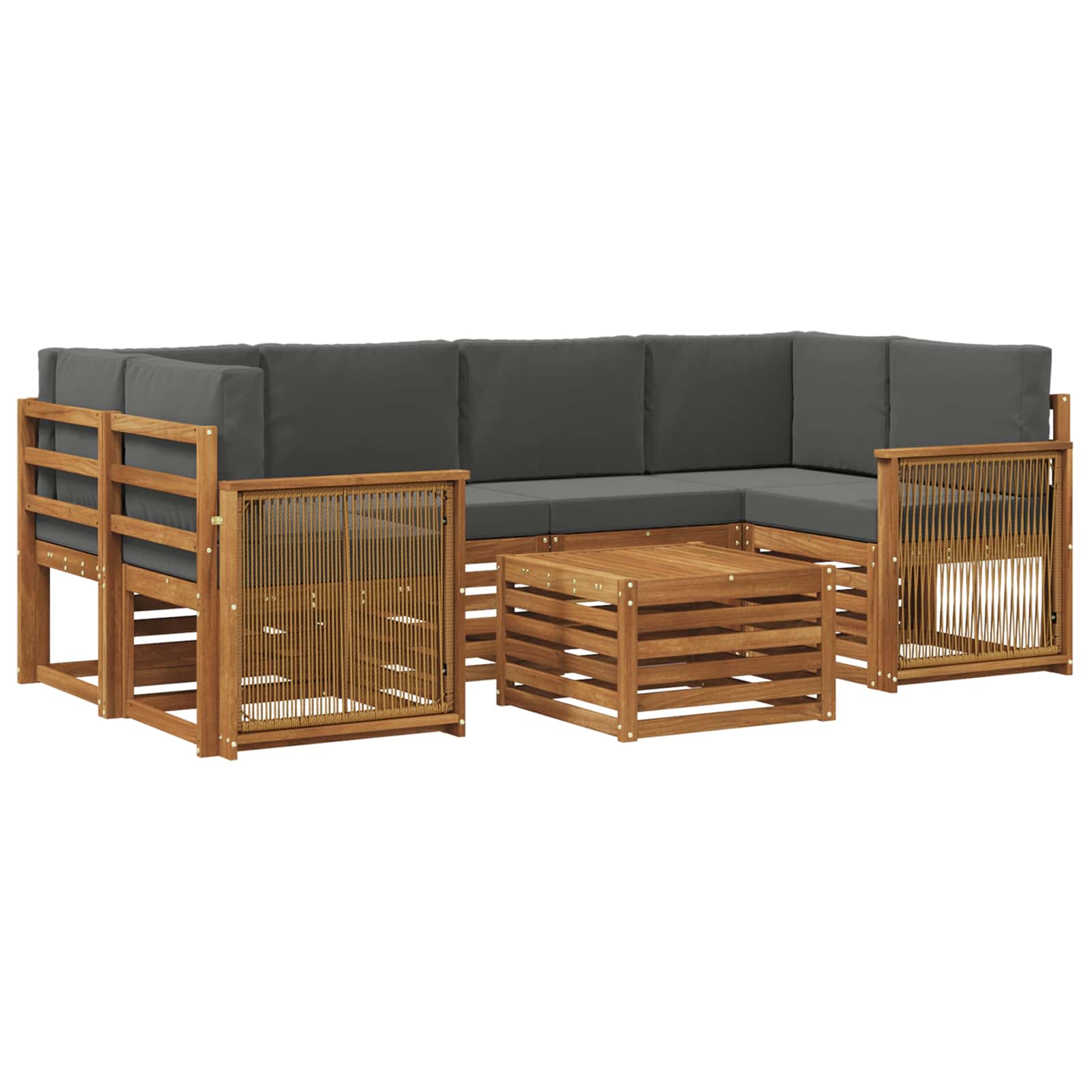 Set vanjskih sofa 7 pcs Prirodna i antracit Čvrsto drvo akacije