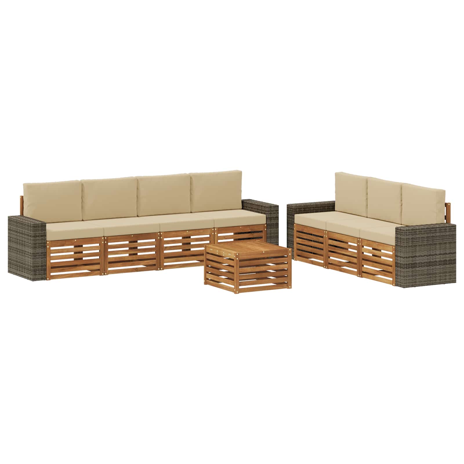 Setovi sofa s jastukom 8 pcs Čvrsto drvo akacije