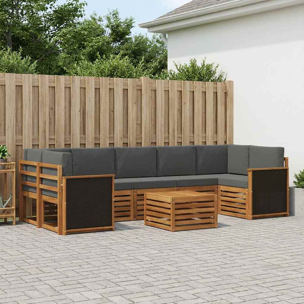 Set vanjskih sofa 8 pcs Prirodna i antracit Čvrsto drvo akacije