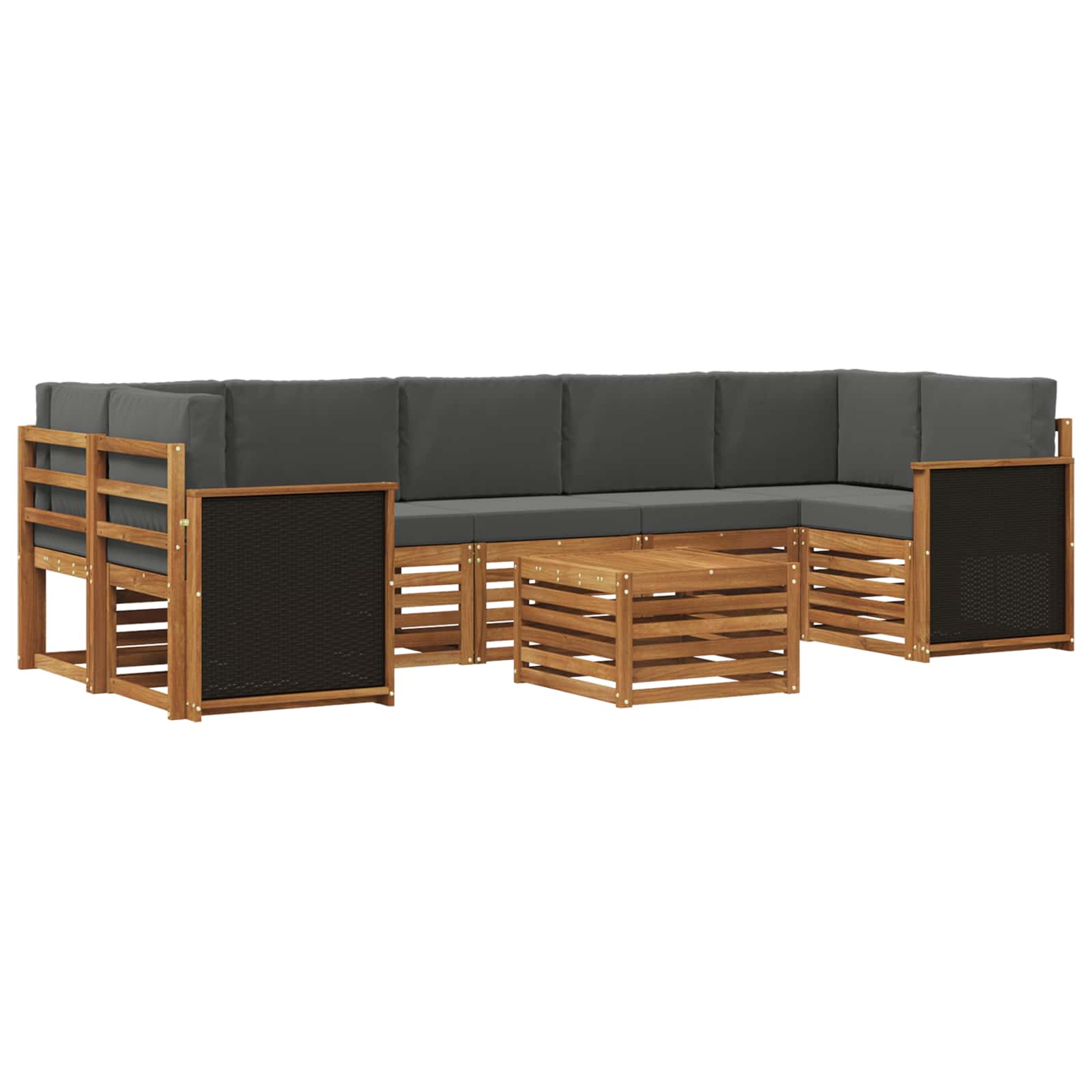 Set vanjskih sofa 8 pcs Prirodna i antracit Čvrsto drvo akacije