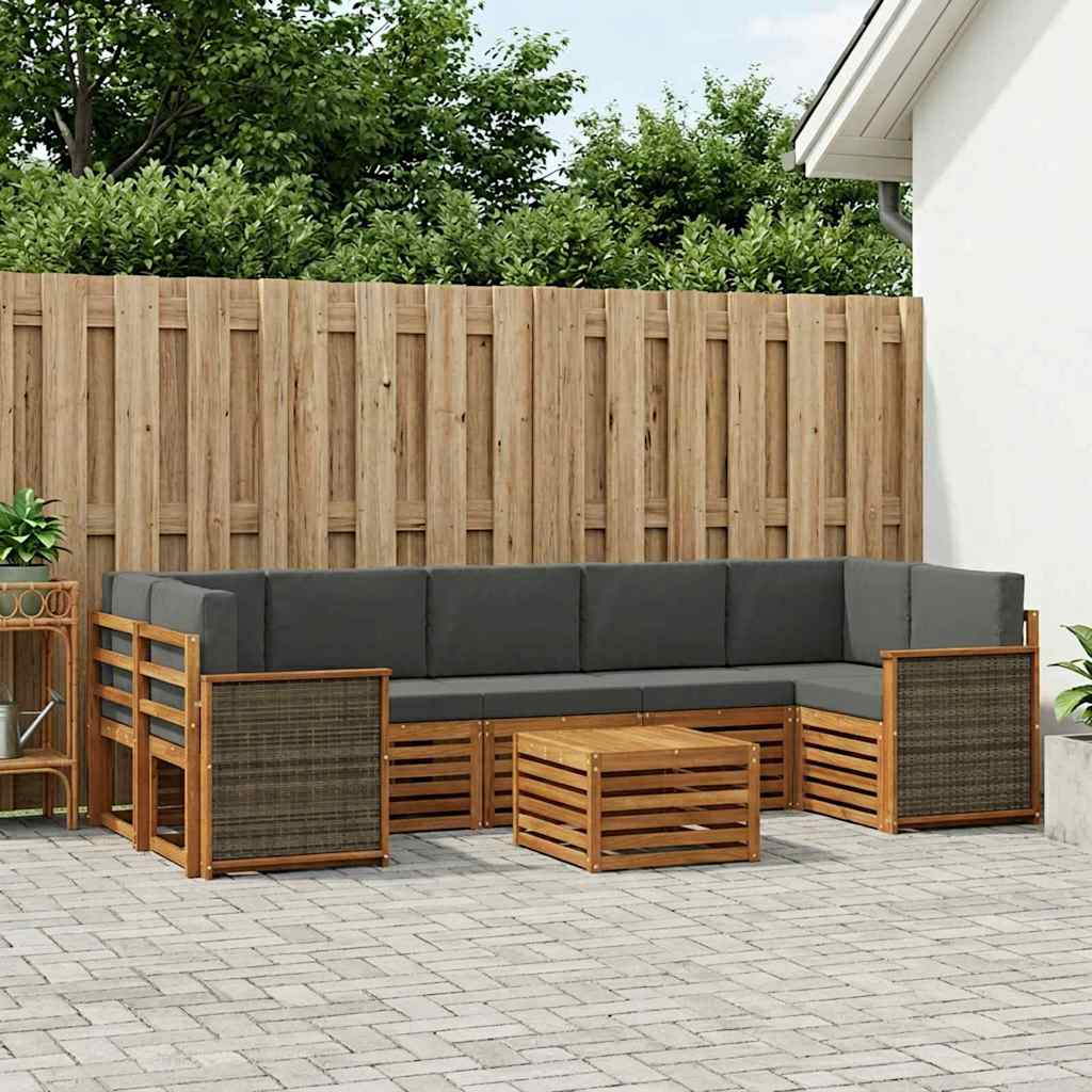 Set vanjskih sofa 8 pcs Prirodna i antracit Čvrsto drvo akacije