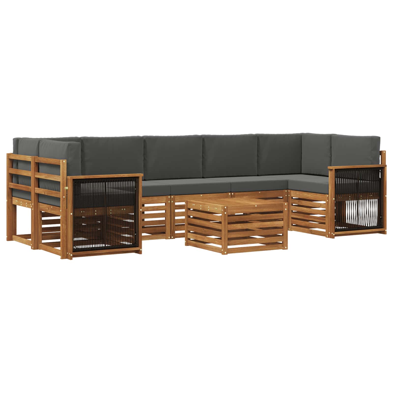Set vanjskih sofa 8 pcs Prirodna i antracit Čvrsto drvo akacije
