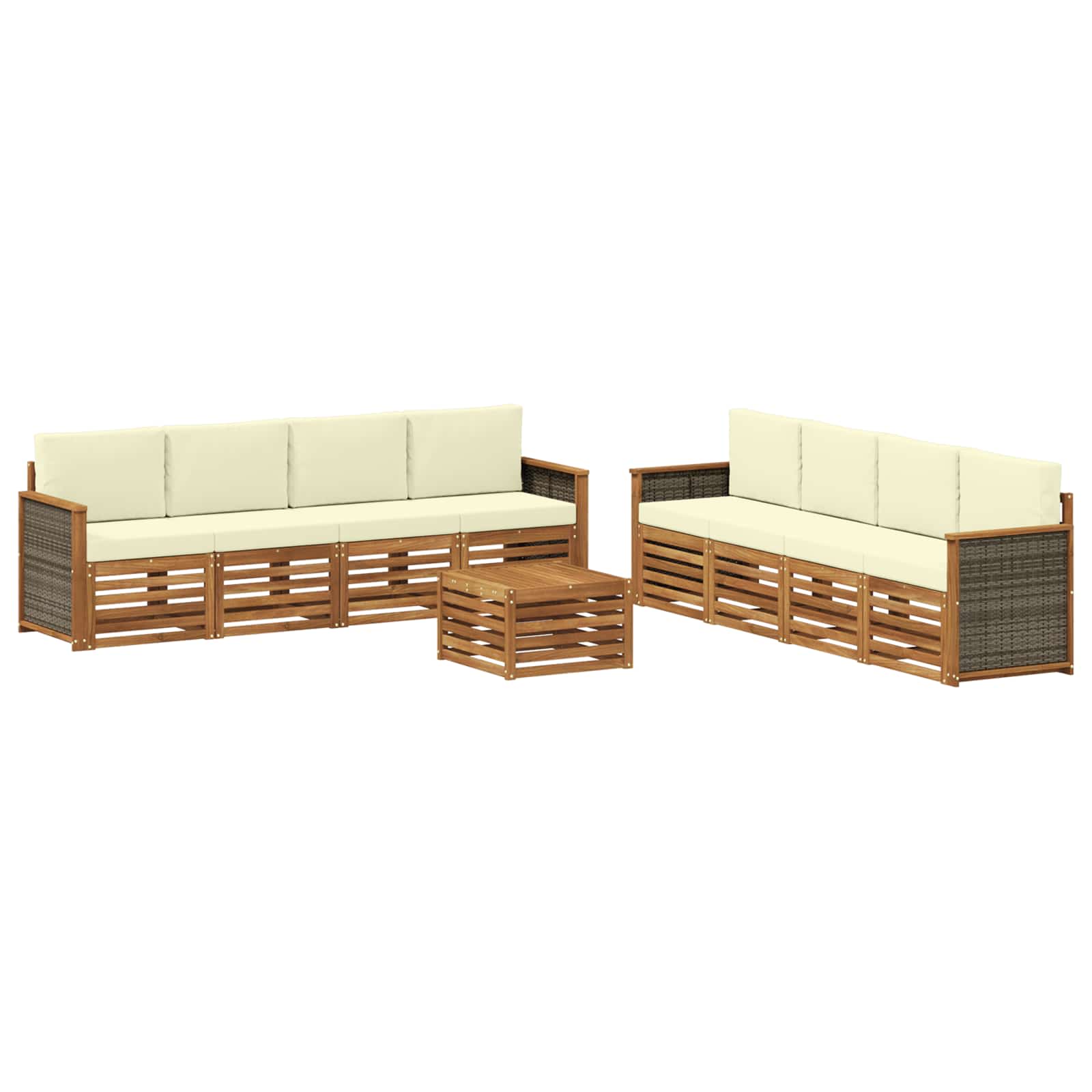 Setovi sofa s jastukom 9 pcs Čvrsto drvo akacije