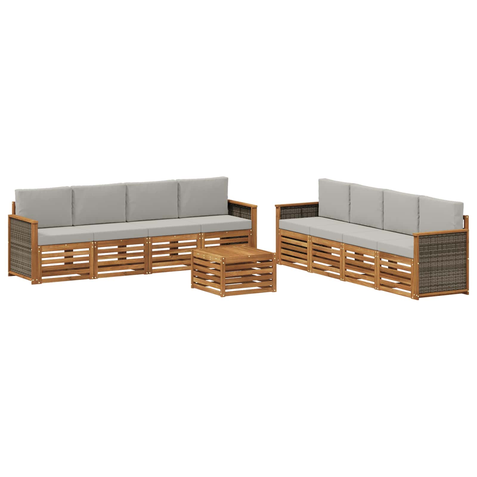 Setovi sofa s jastukom 9 pcs Čvrsto drvo akacije