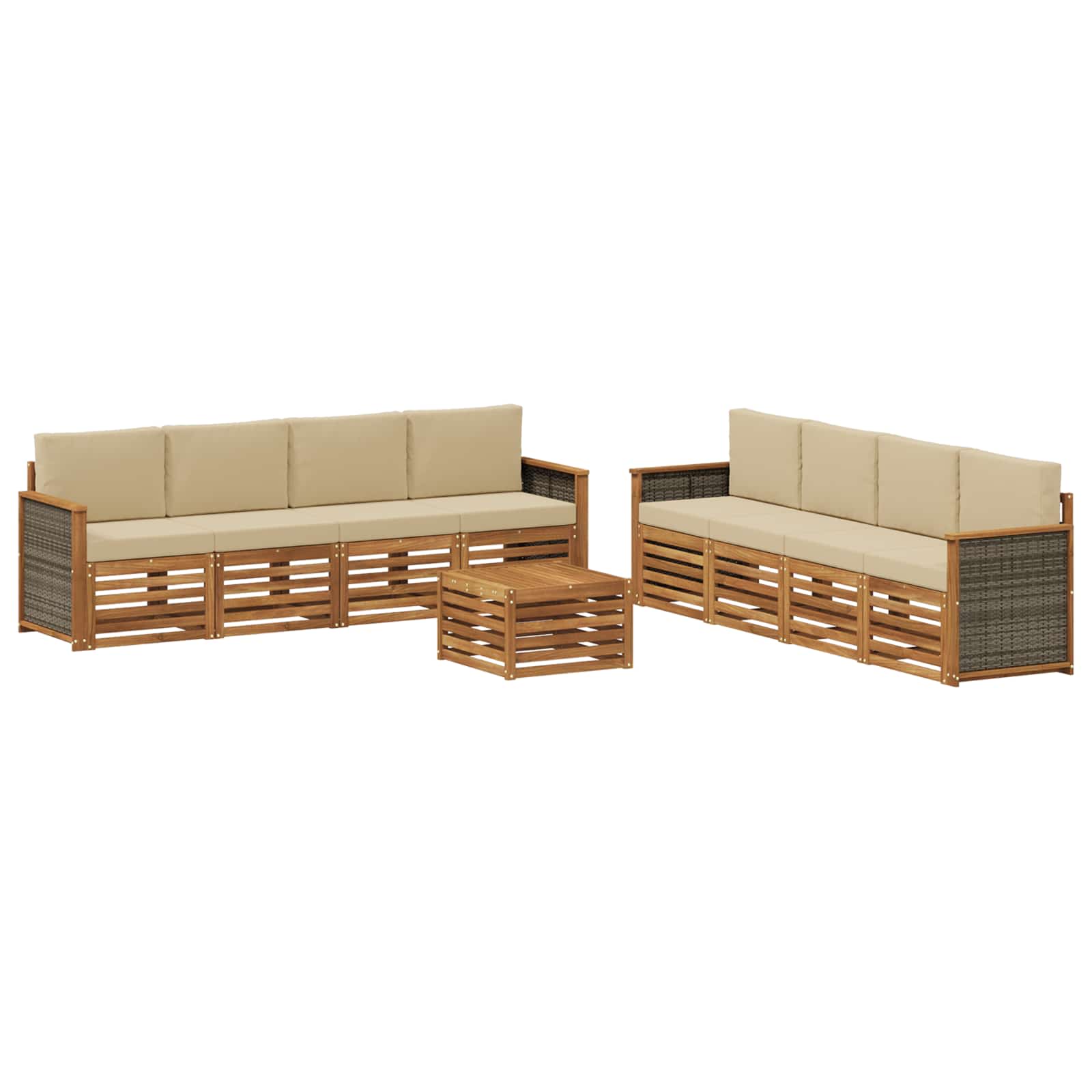 Setovi sofa s jastukom 9 pcs Čvrsto drvo akacije
