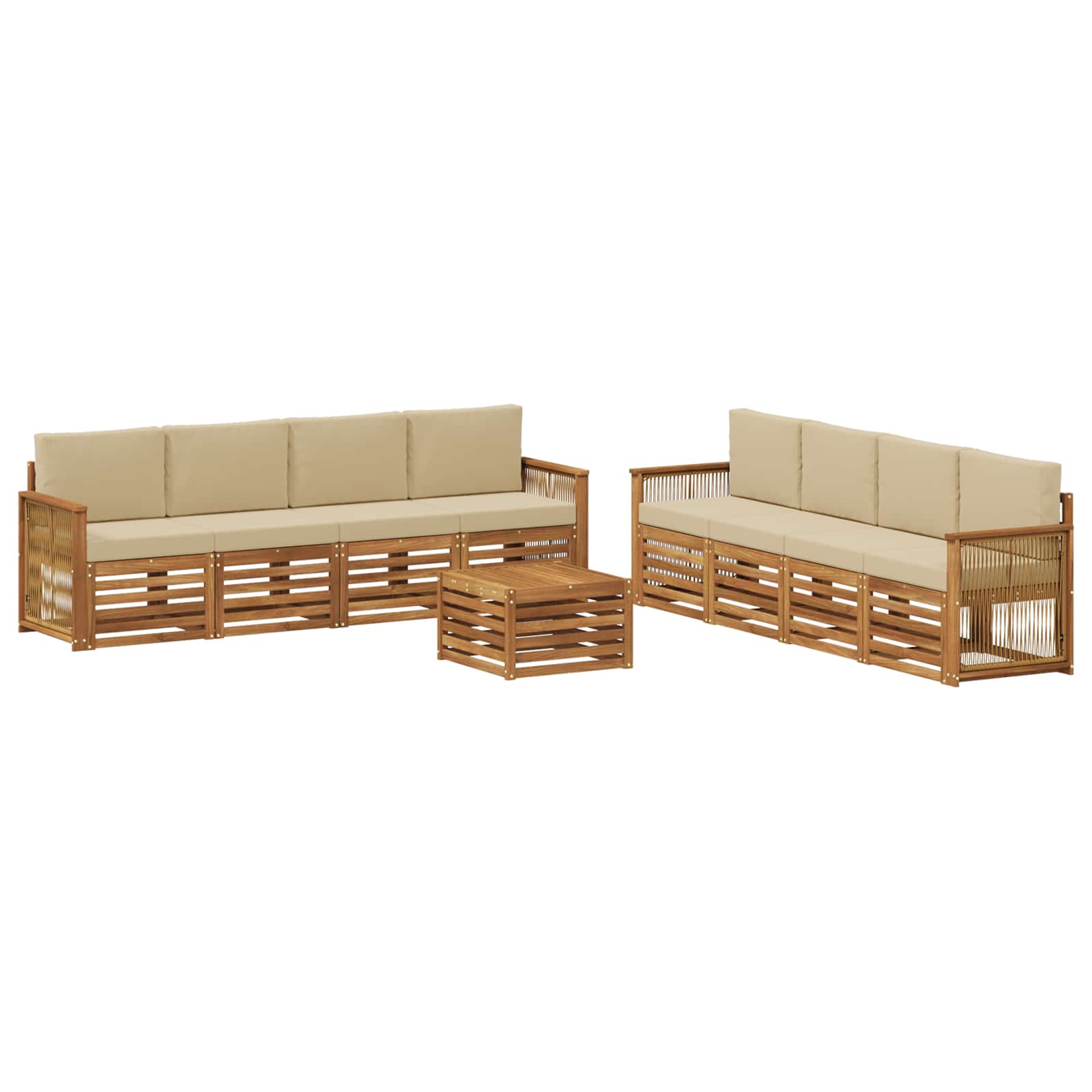 Setovi sofa s jastukom 9 pcs Čvrsto drvo akacije