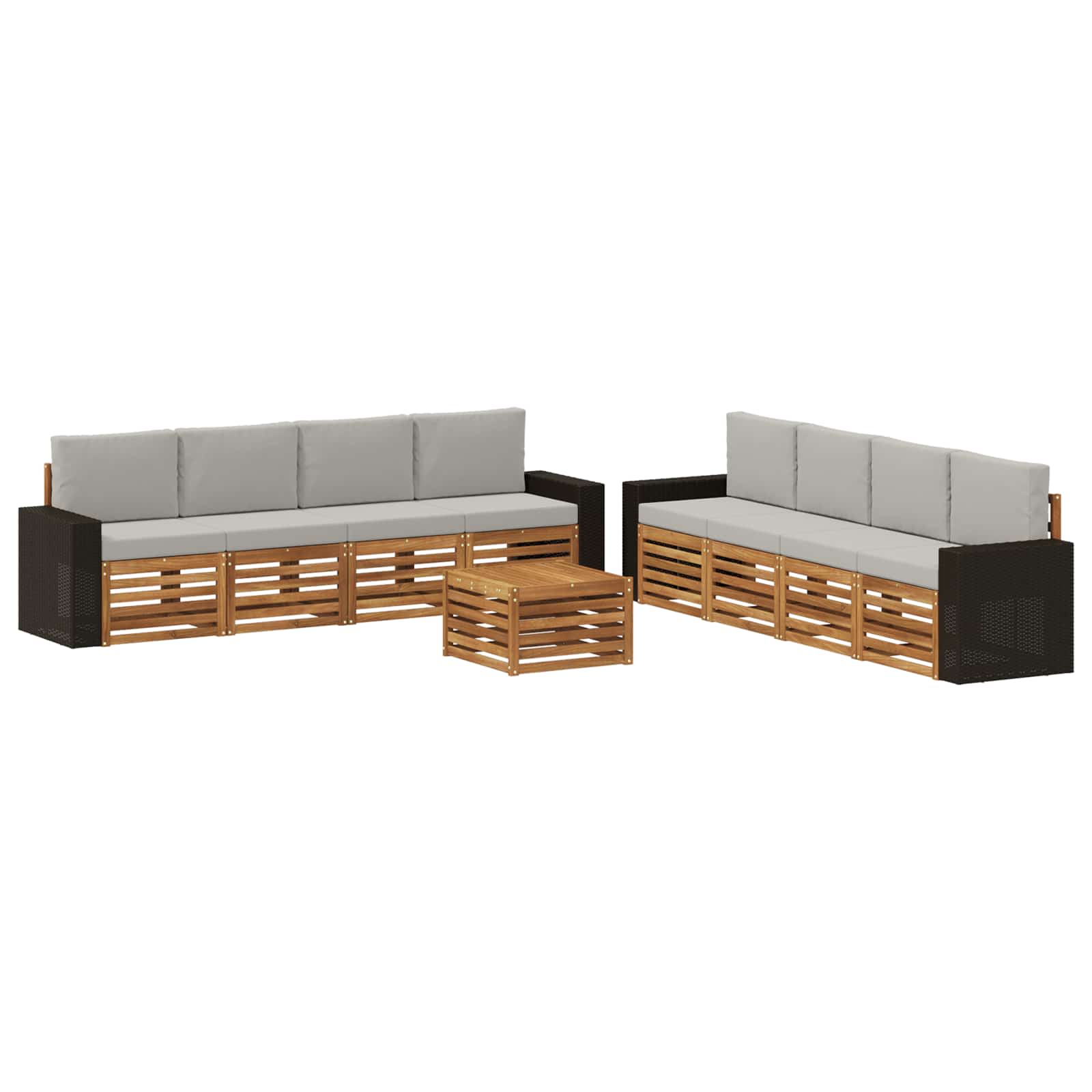 Setovi sofa s jastukom 9 pcs Čvrsto drvo akacije