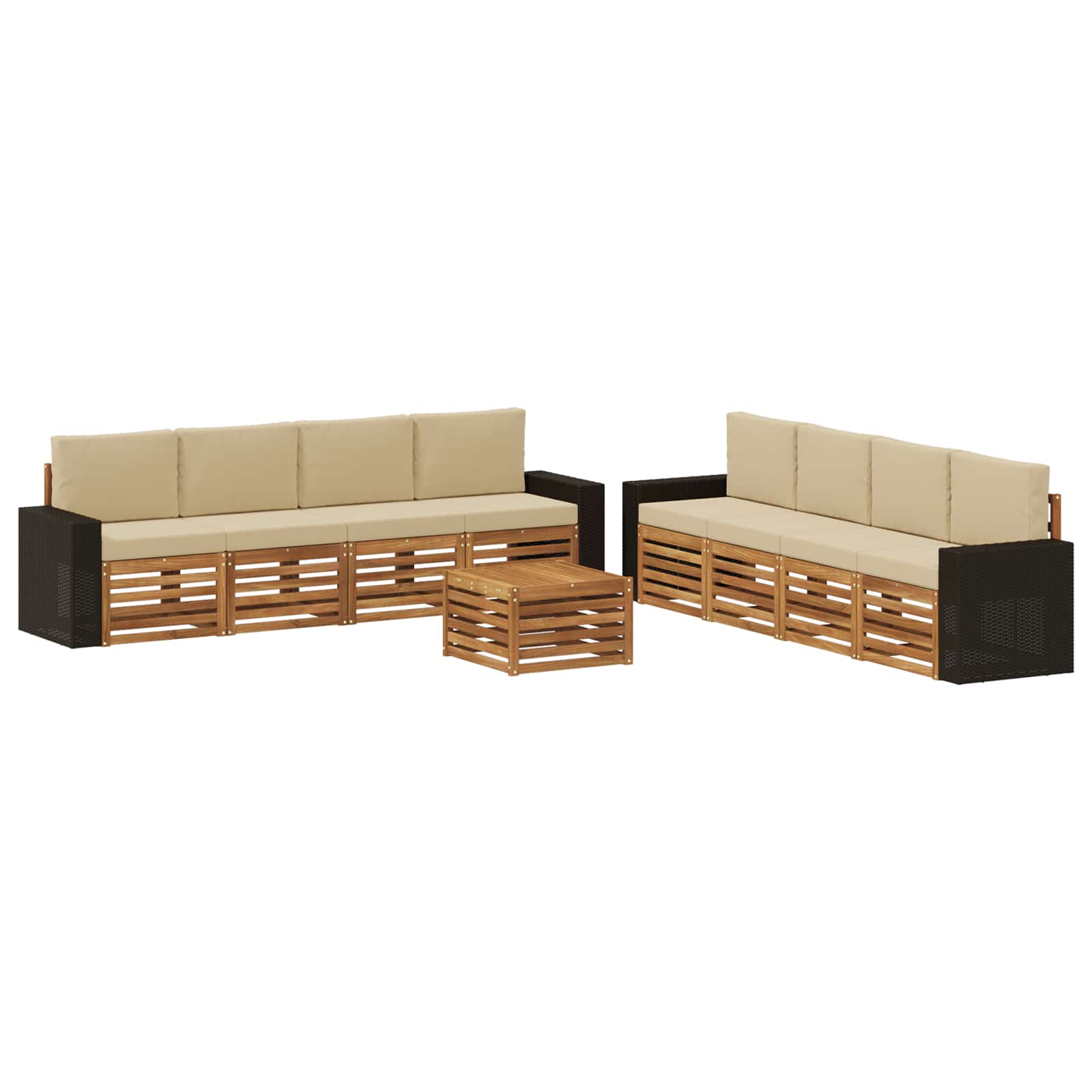 Setovi sofa s jastukom 9 pcs Čvrsto drvo akacije