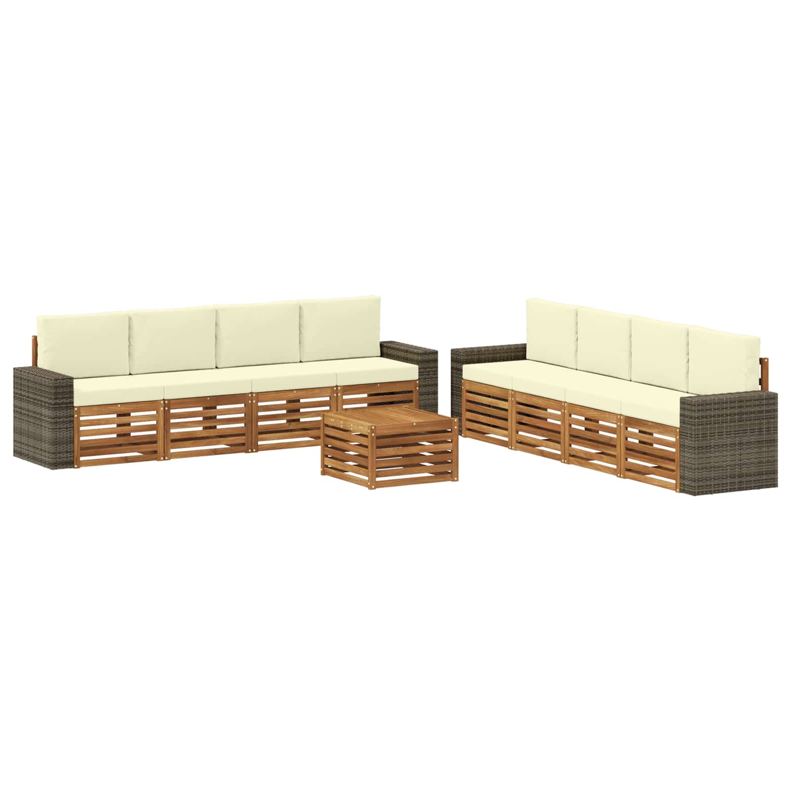 Setovi sofa s jastukom 9 pcs Čvrsto drvo akacije
