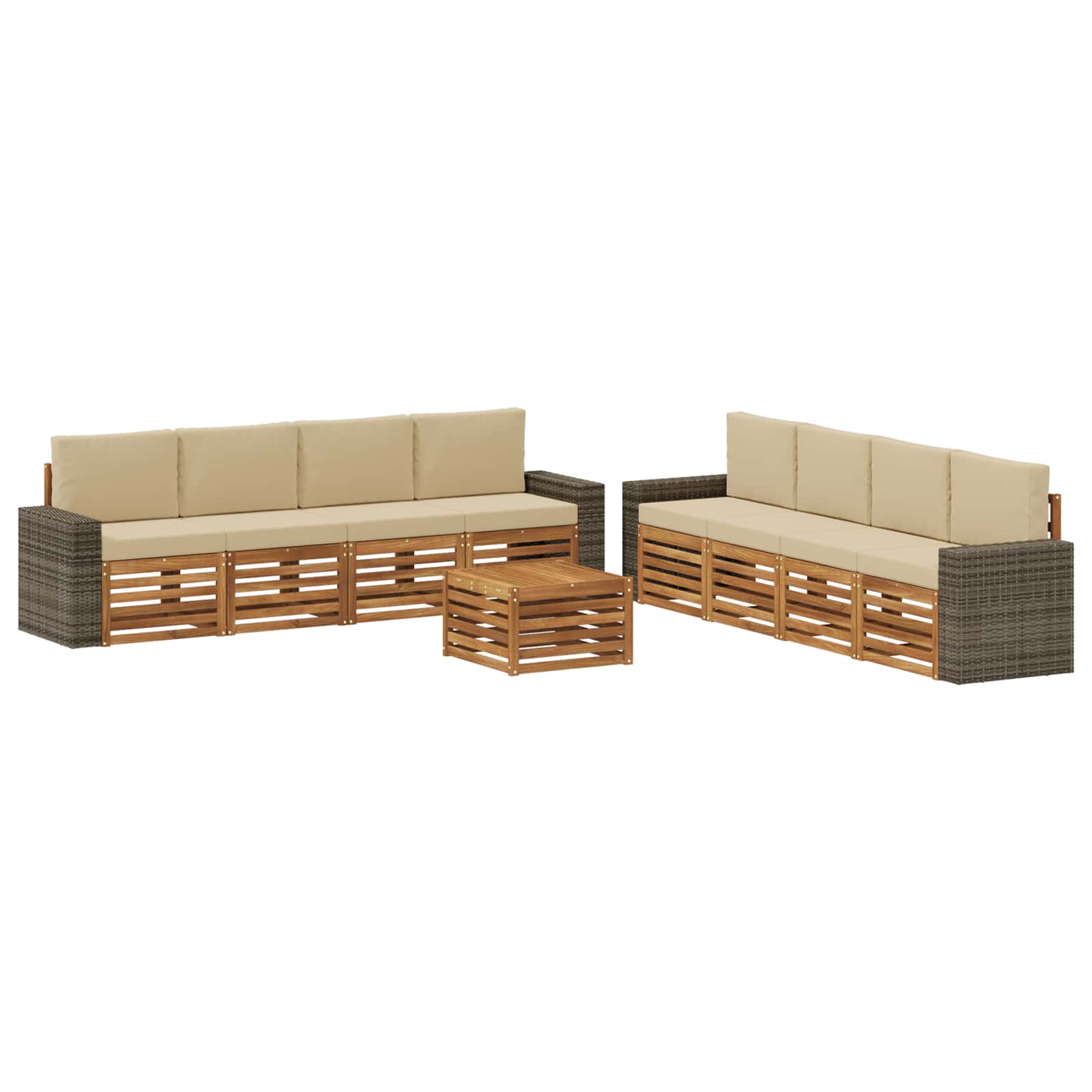 Setovi sofa s jastukom 9 pcs Čvrsto drvo akacije