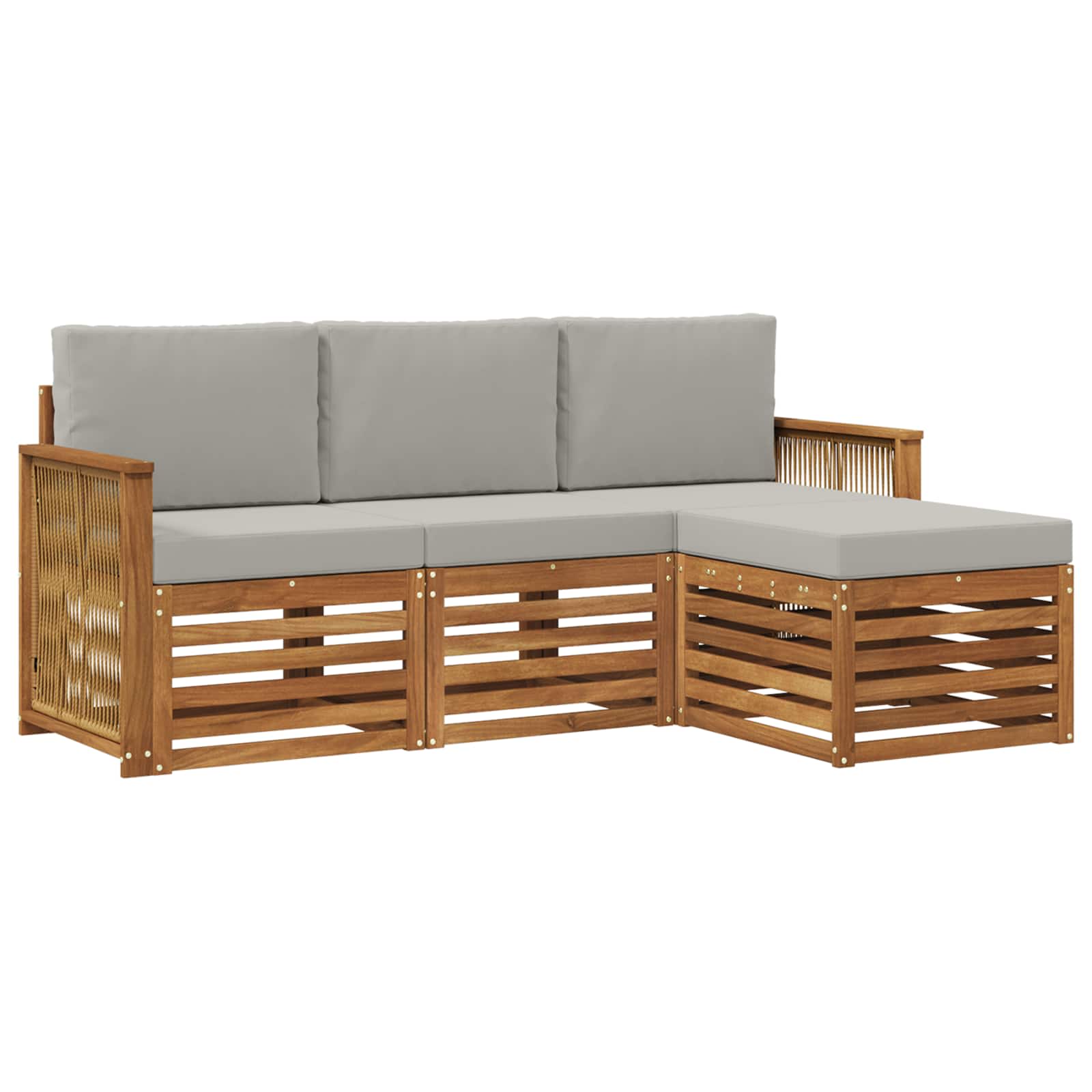 Set vanjskih sofa s jastukom 4 pcs Prirodna i svjetlosiva