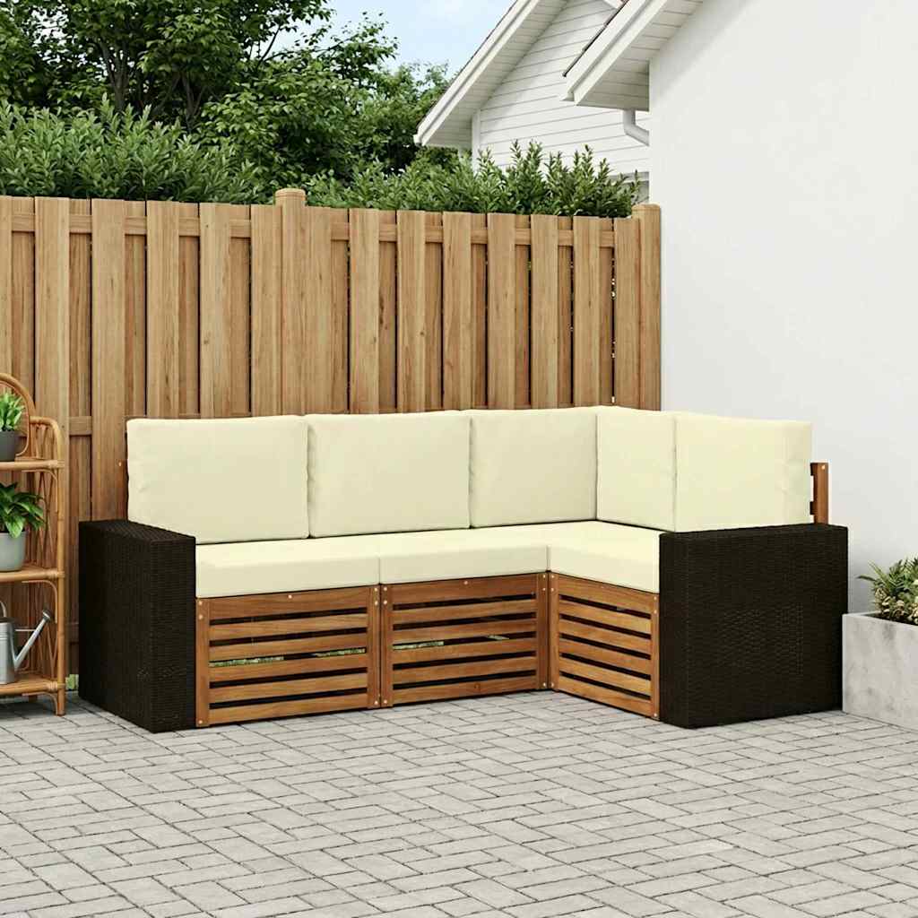Setovi sofa s jastukom 4 pcs Čvrsto drvo akacije