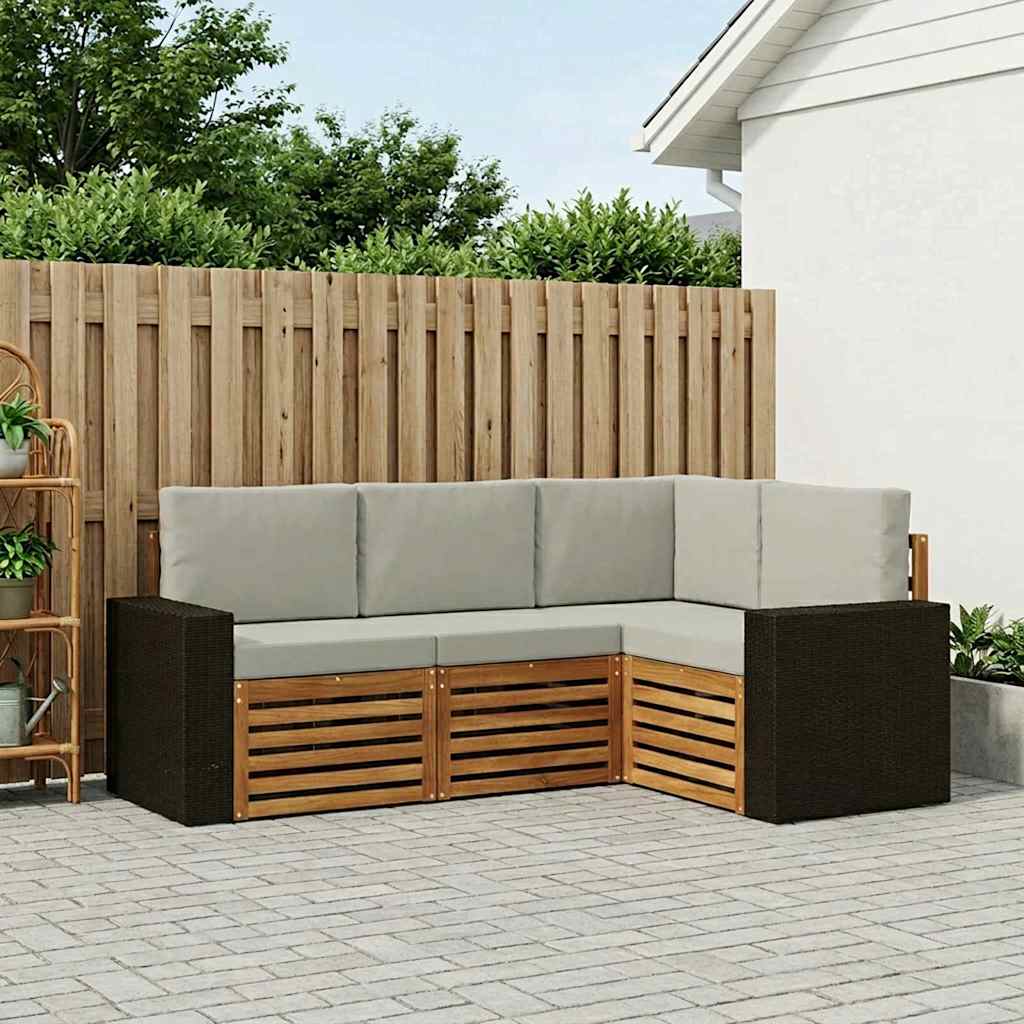 Setovi sofa s jastukom 4 pcs Čvrsto drvo akacije