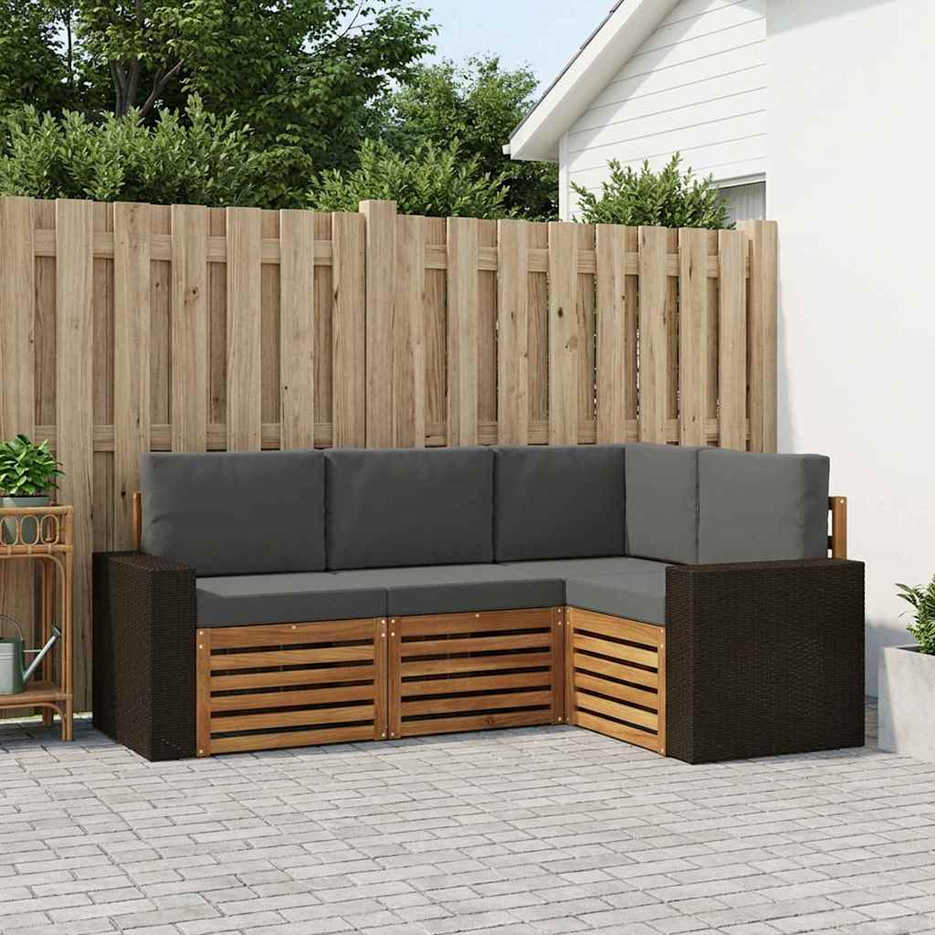 Setovi sofa s jastukom 4 pcs Čvrsto drvo akacije