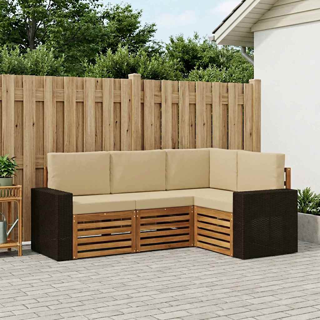 Setovi sofa s jastukom 4 pcs Čvrsto drvo akacije