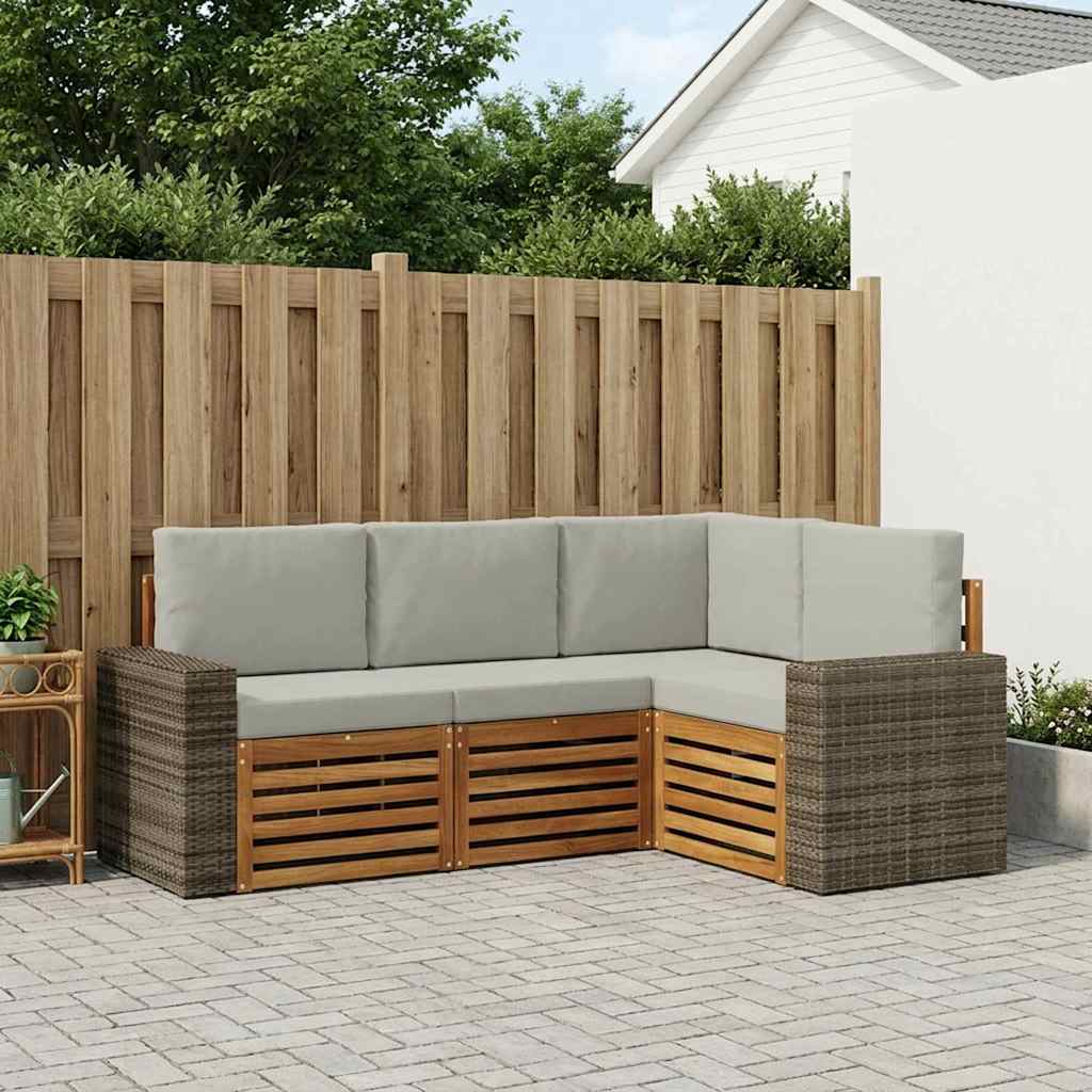 Setovi sofa s jastukom 4 pcs Čvrsto drvo akacije