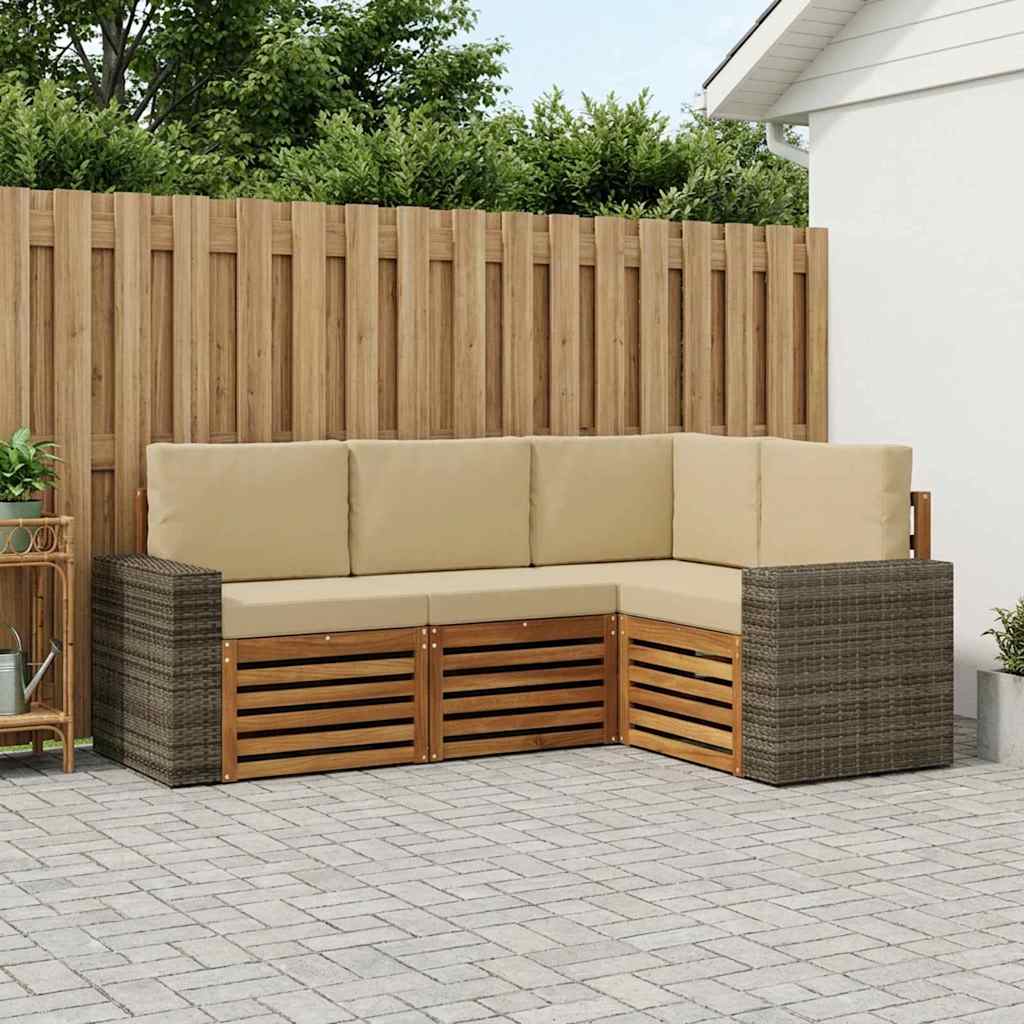 Setovi sofa s jastukom 4 pcs Čvrsto drvo akacije