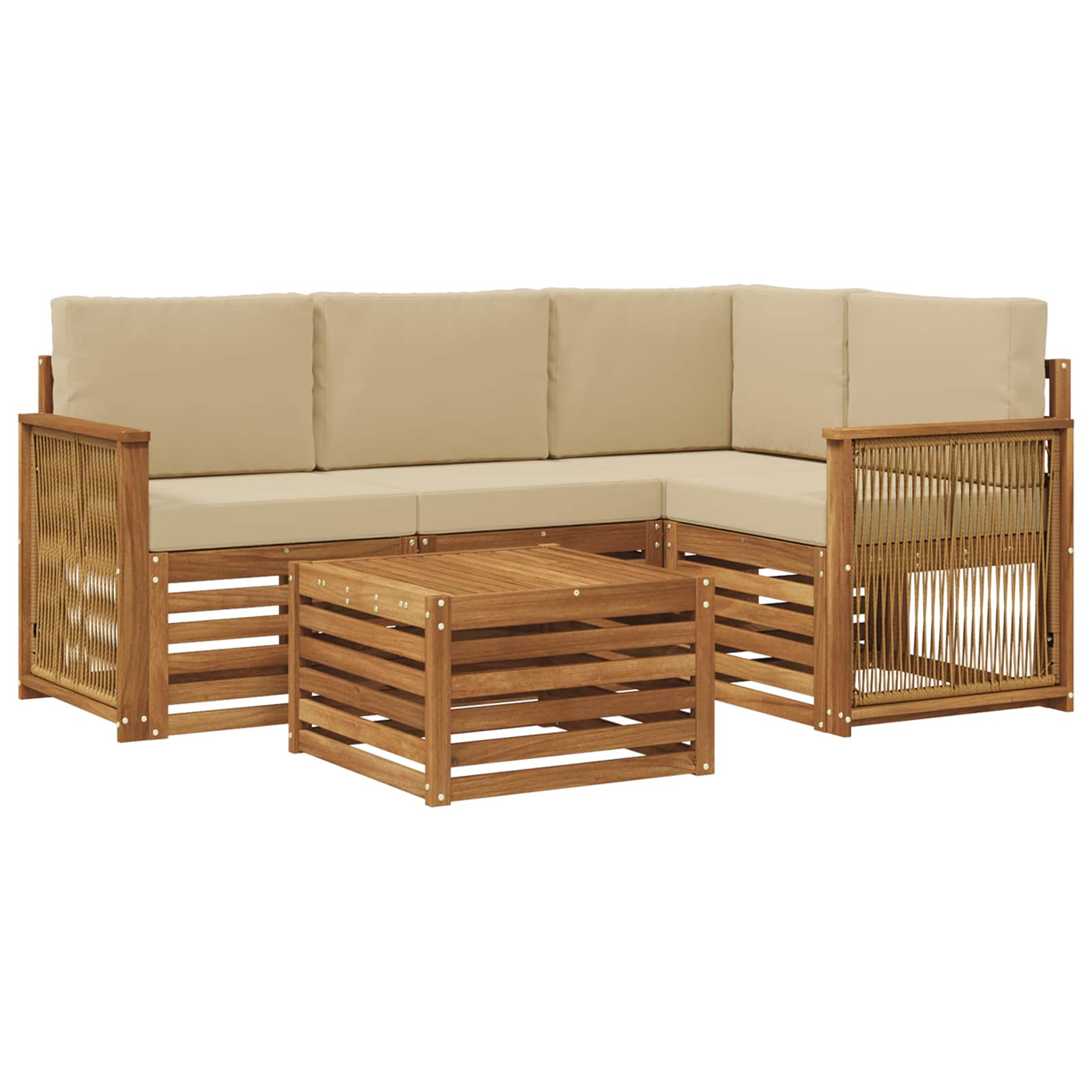 Set vanjskih sofa 5 pcs Prirodna i bež 59 x 59 x 37 cm