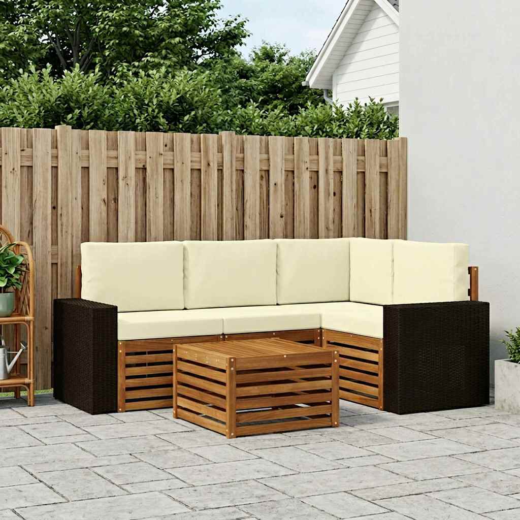 Set vanjskih sofa 5 pcs Prirodna i krem 59 x 59 x 37 cm
