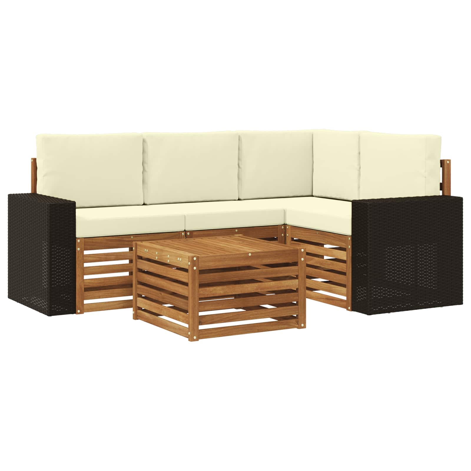 Set vanjskih sofa 5 pcs Prirodna i krem 59 x 59 x 37 cm