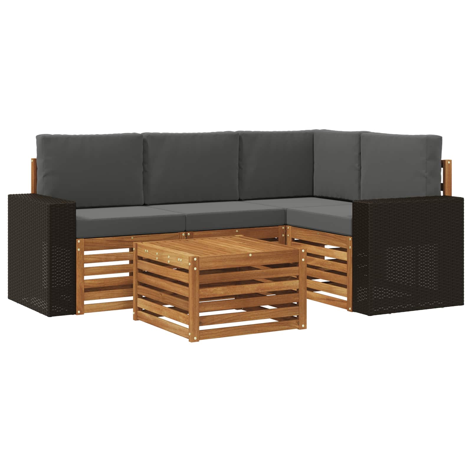 Set vanjskih sofa 5 pcs Prirodna i antracit 59 x 59 x 37 cm