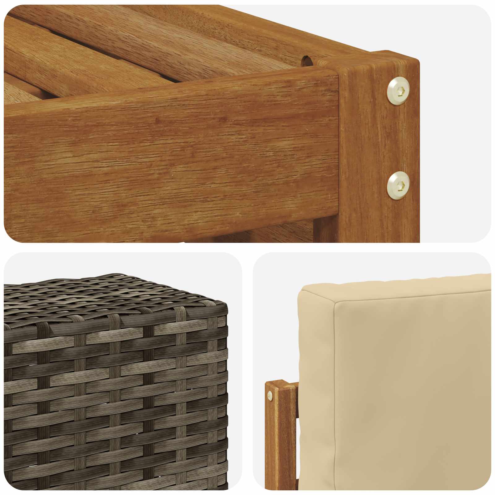 Set vanjskih sofa 5 pcs Prirodna i bež 59 x 59 x 37 cm