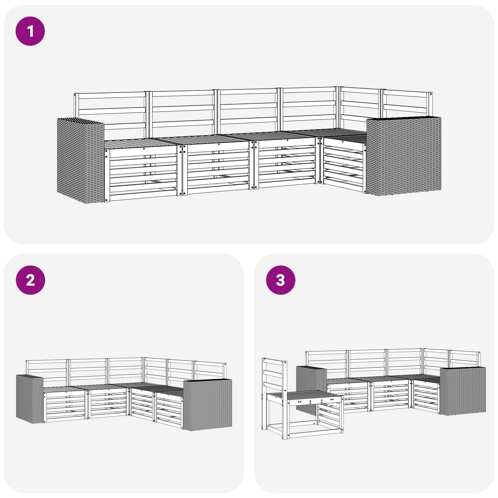 Sekcijska garnitura 5 pcs Prirodna Čvrsto drvo akacije