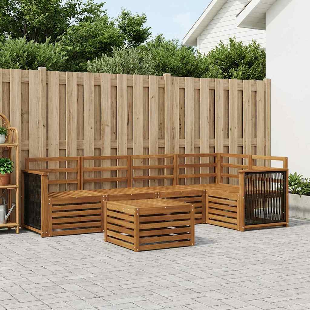 Sekcijska garnitura 5 pcs Prirodna Čvrsto drvo akacije