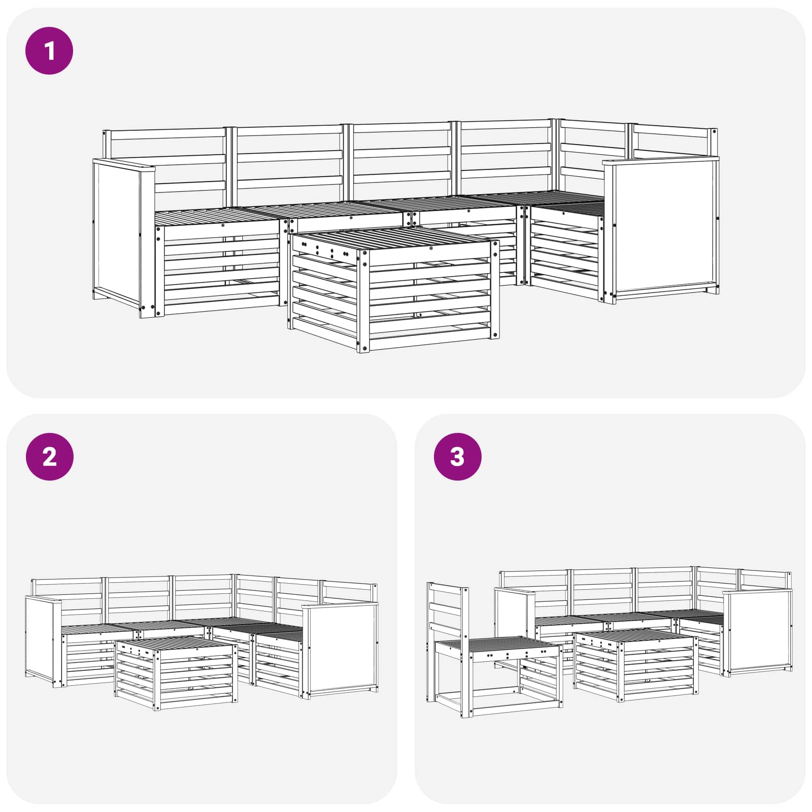 Sekcijska garnitura 5 pcs Prirodna Čvrsto drvo akacije