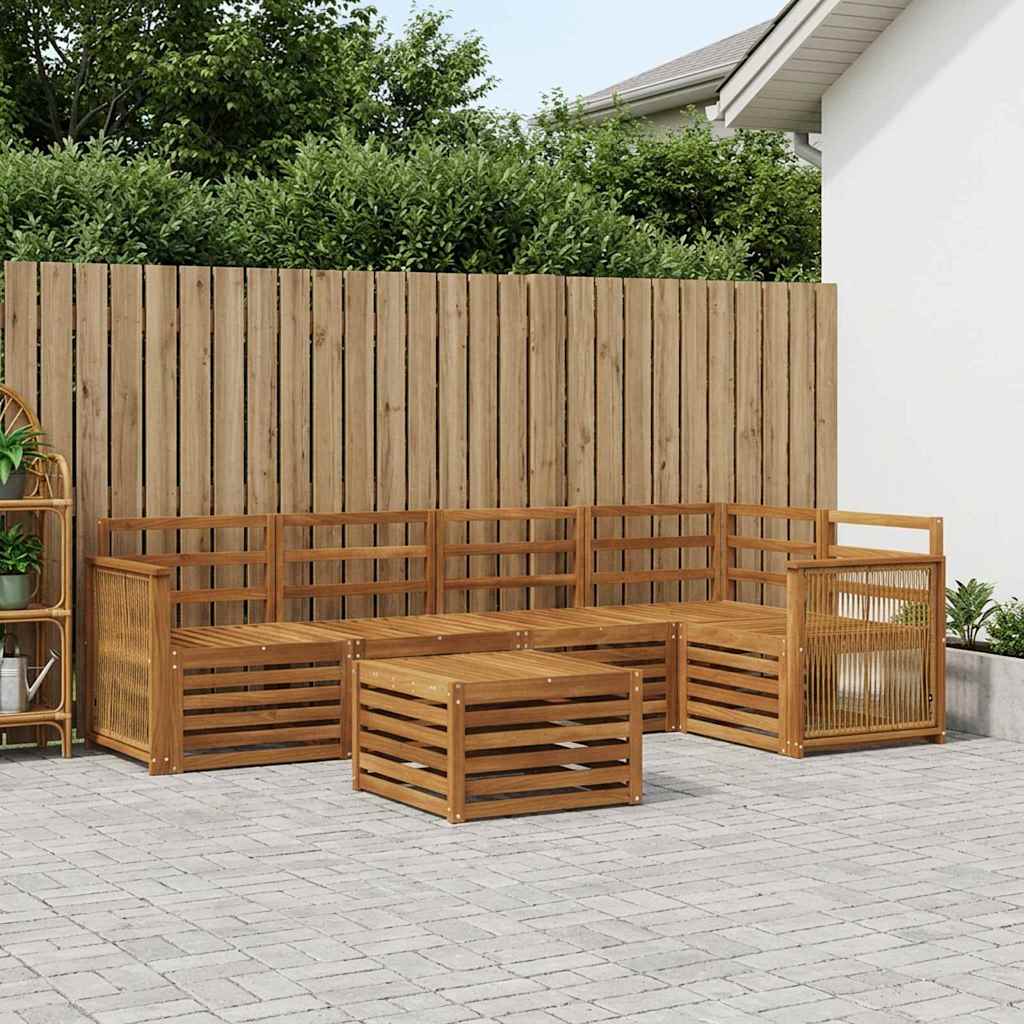 Sekcijska garnitura 5 pcs Prirodna Čvrsto drvo akacije