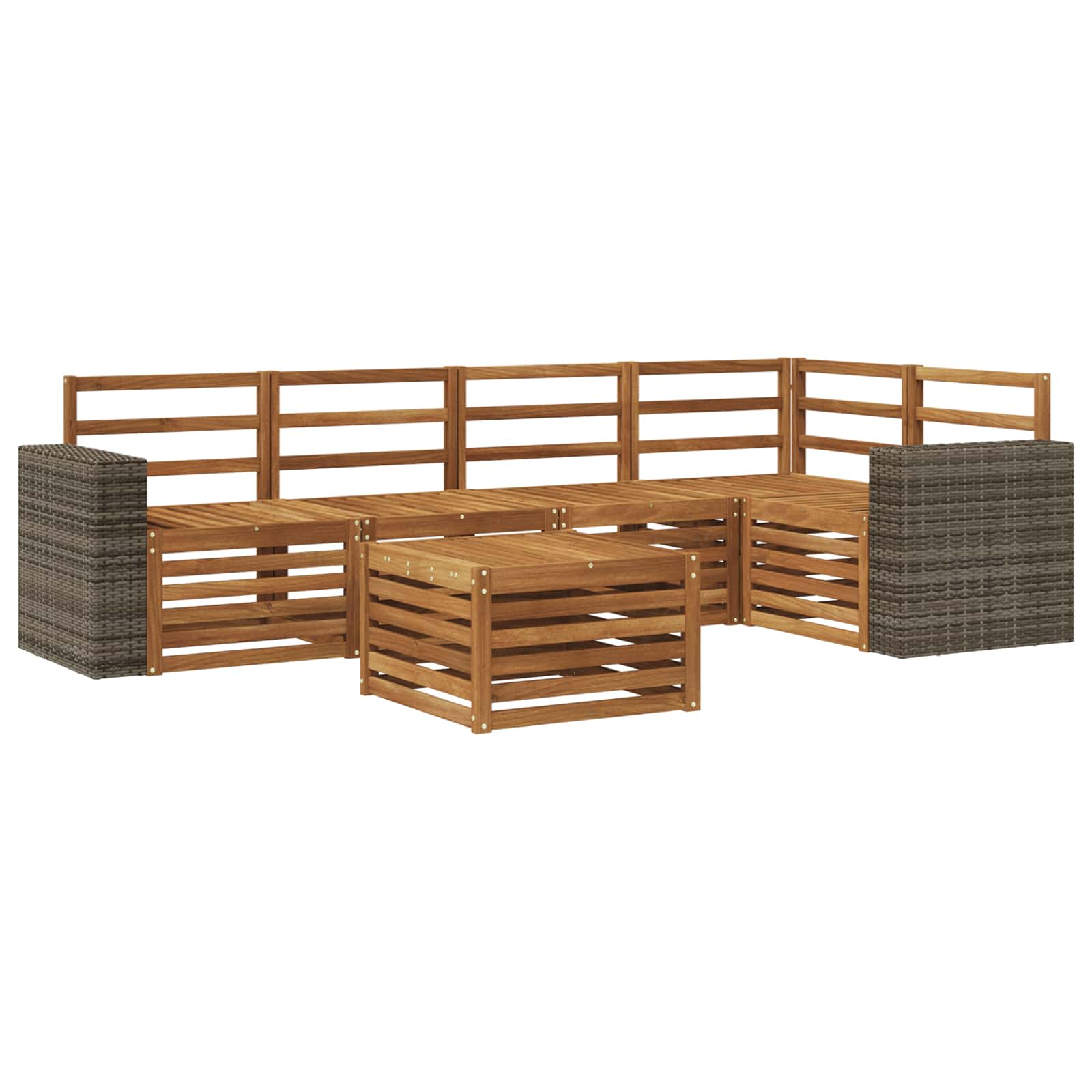 Sekcijska garnitura 6 pcs Prirodna Čvrsto drvo akacije